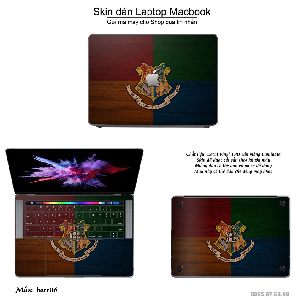 Skin dán Macbook mẫu Harry Potter (đã cắt sẵn, inbox mã máy cho shop)