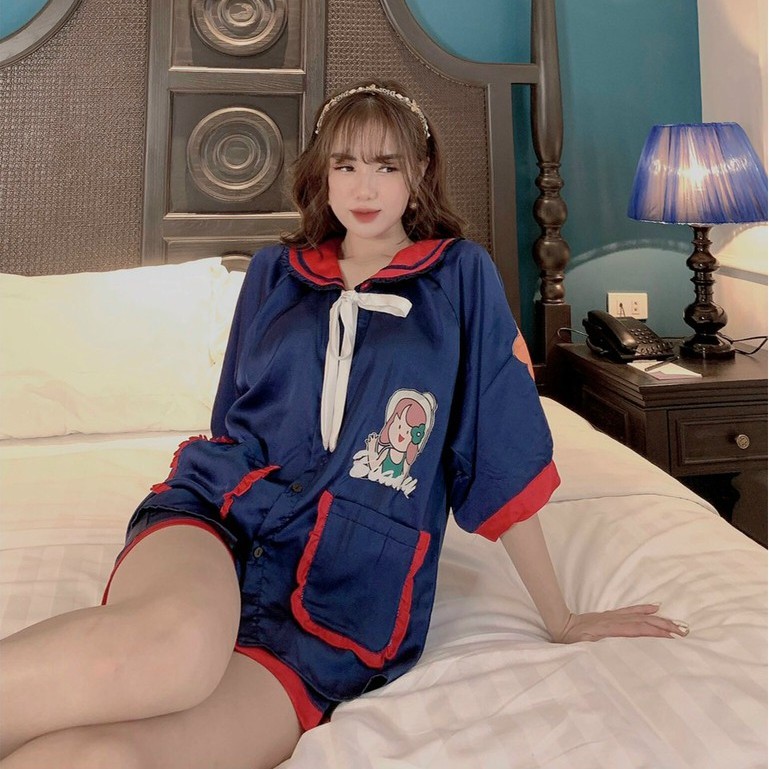 Đồ bộ nữ Vic's lụa Satin cao cấp, bộ pijama hoạ tiết mặc nhà sang trọng L201 | BigBuy360 - bigbuy360.vn