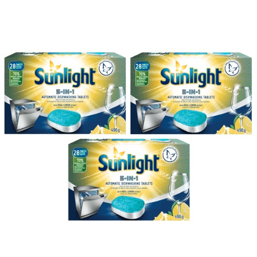 [Hoả Tốc] Viên Rửa Chén Bát Sunlight 5 Trong 1 Dành Cho Máy Rửa Chén 1 hộp 28 viên x 17,5G