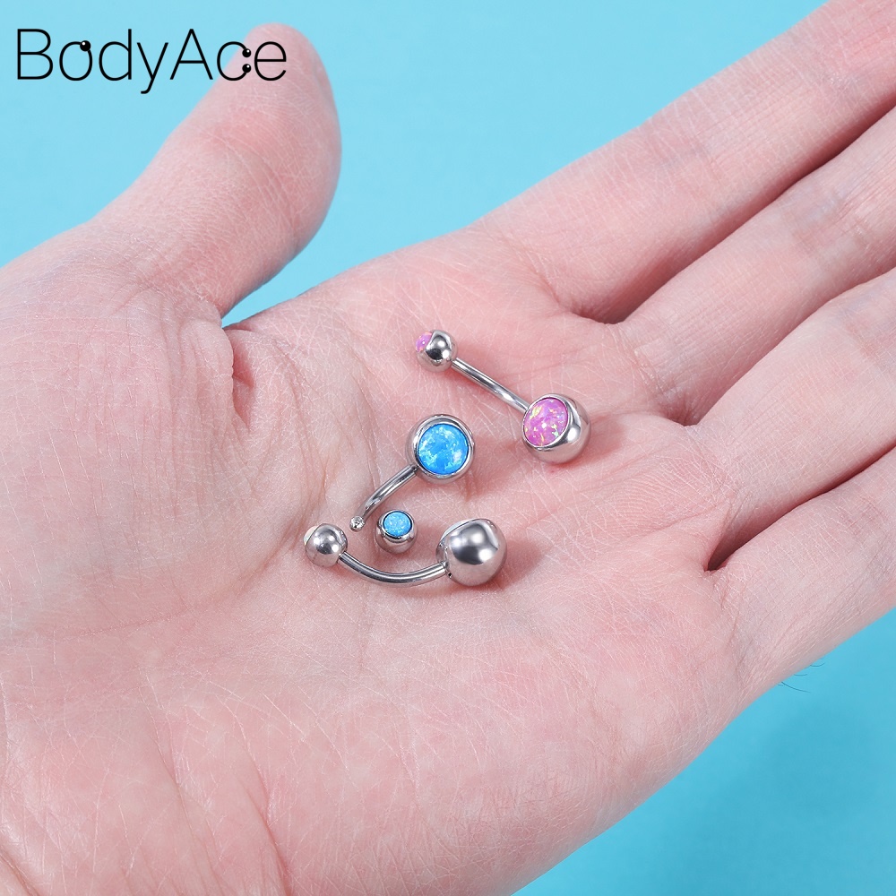 1 Khuyên Rốn Đính Đá Opal Bằng Thép Không Gỉ Nhiều Màu Sắc
