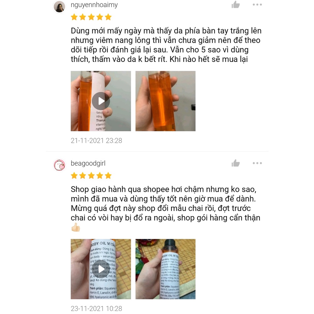 Dầu Dưỡng Da Body Oil BHA, Vi Tảo Lục Giúp Sáng Da, Bóng Mướt
