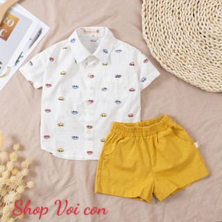 Bộ áo mi, quần thô bé trai