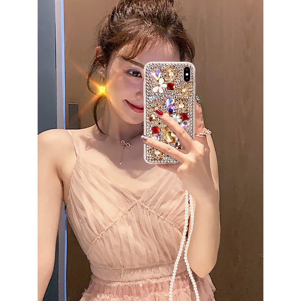 Iphone Ốp Điện Thoại Đính Đá Quý Và Ngọc Trai Có Dây Đeo Chovivo 15 15pro 14 14pro 13 12 promax xr x xs max 7 8 6 6s plus 5 5s se