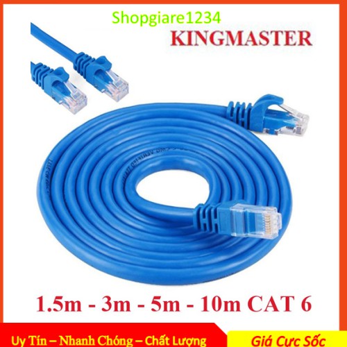 Dây mạng LAN internet Cat6 KINGMASTER 1.5M/ 3M/ 5M/ 10M đúc sẵn 2 đầu, chống nhiễu