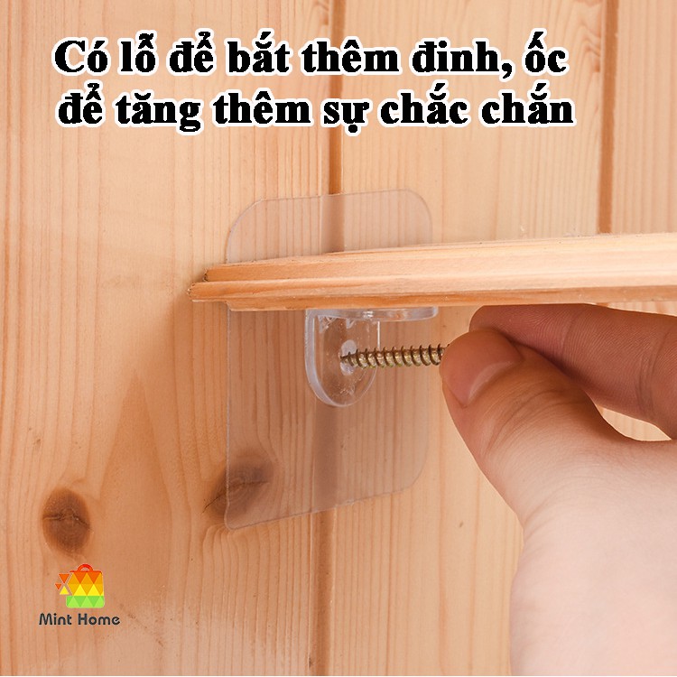 Miếng dán giá đỡ kệ gỗ treo tường, khung tranh, kệ tủ, kệ góc tường, móc dán tường ke góc chữ L kê ván, sàn chịu lực