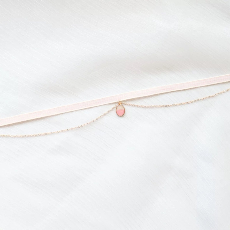 Vòng Cổ choker Màu Hồng Dễ Thương Phong Cách Hàn Quốc