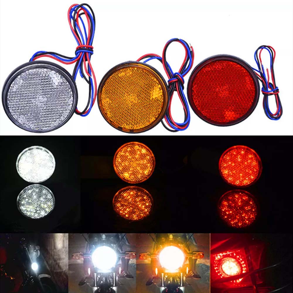 Bóng đèn LED 24 SMD hình tròn màu trắng/vàng/đỏ nhấp nháy báo tín hiệu phanh xe hơi/xe tải/xe máy