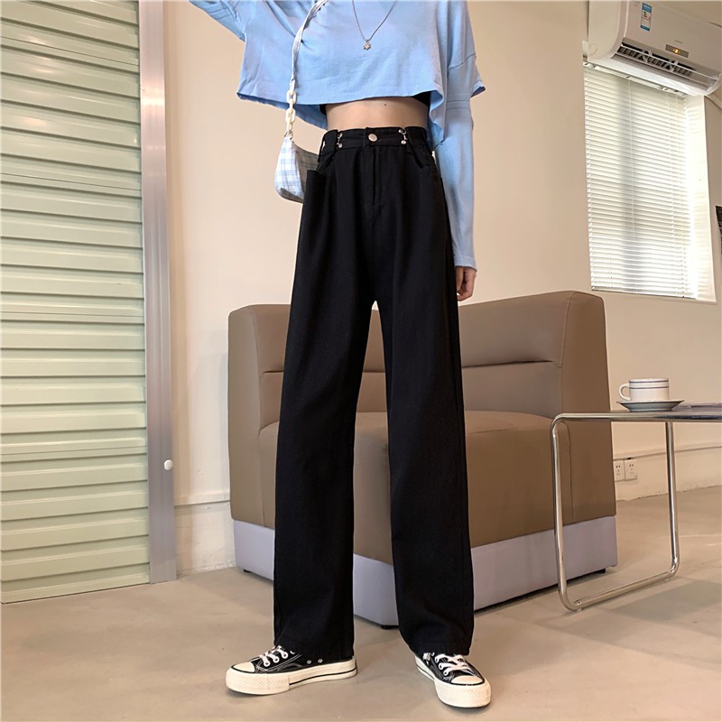 [Size S,XL] Quần jeans nữ ống rộng Ulzzang Quảng Châu QDJ19