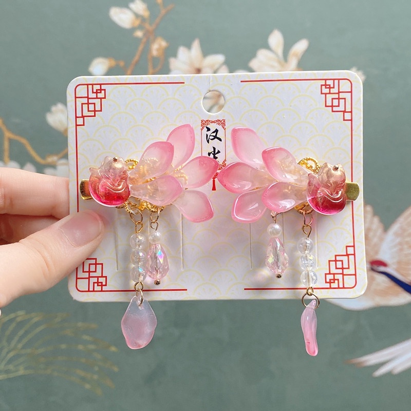 1 Cặp Kẹp Tóc Đính Hoa / Thỏ Trắng / Bướm Trang Trí Tóc Cho Bé Gái