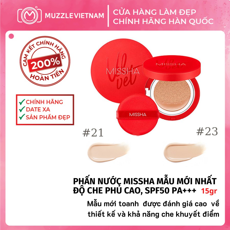 [Tặng Mặt Nạ Harana Trị Giá 25k] Phấn nước Missha Velvet Finish Cushion SPF50+ PA+++ Màu Đỏ 2 Tone Màu | BigBuy360 - bigbuy360.vn