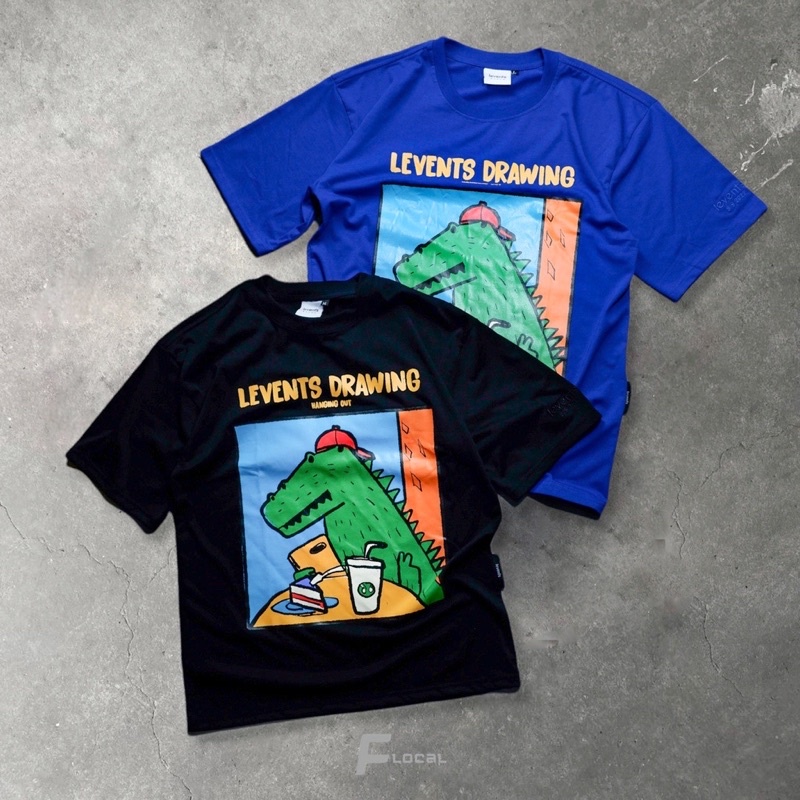 Áo thun Levents FUNNY CROCODILE 2 màu Full Tag Vải Hãng chất liệu 100% Cotton 2 chiều Local Brand Levent Drawing