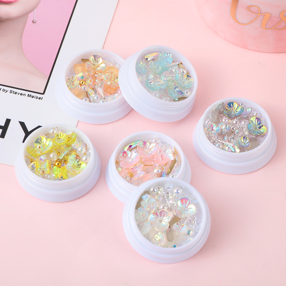 Đinh Tán Hình Bướm Bằng Kim Loại Đính Ngọc Trai Giả Trang Trí Móng Tay