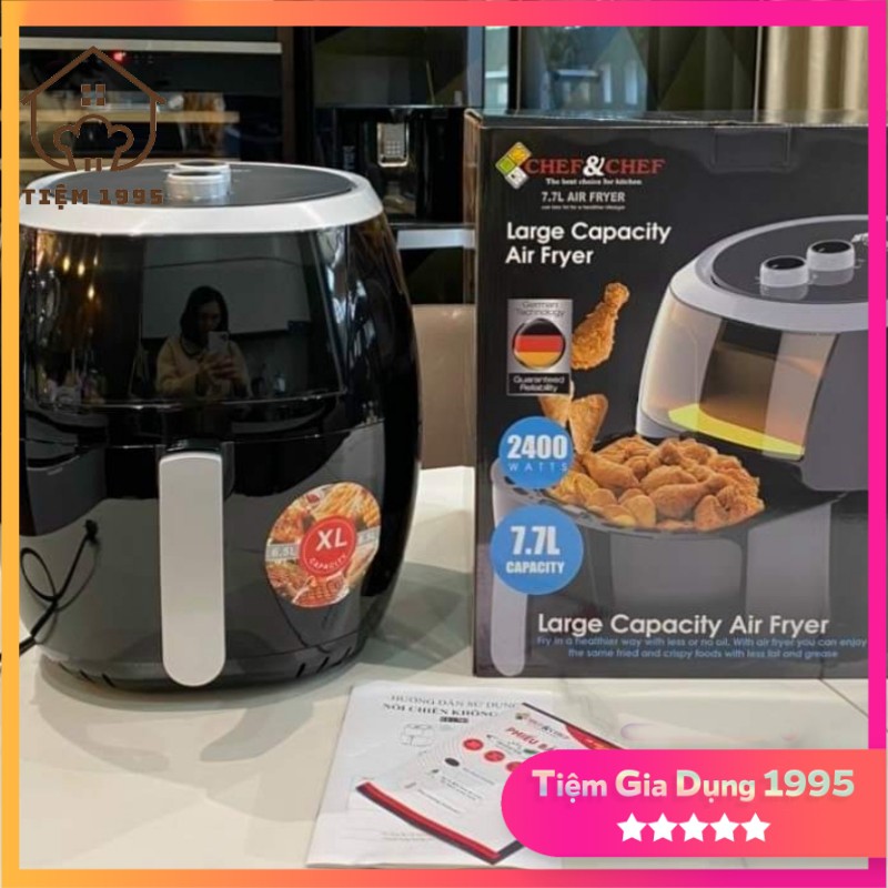 Chef&amp;Chef Nồi chiên không dầu 7,7L và 6,5L công suất 1.800W-2.400W bảo hành 12 tháng