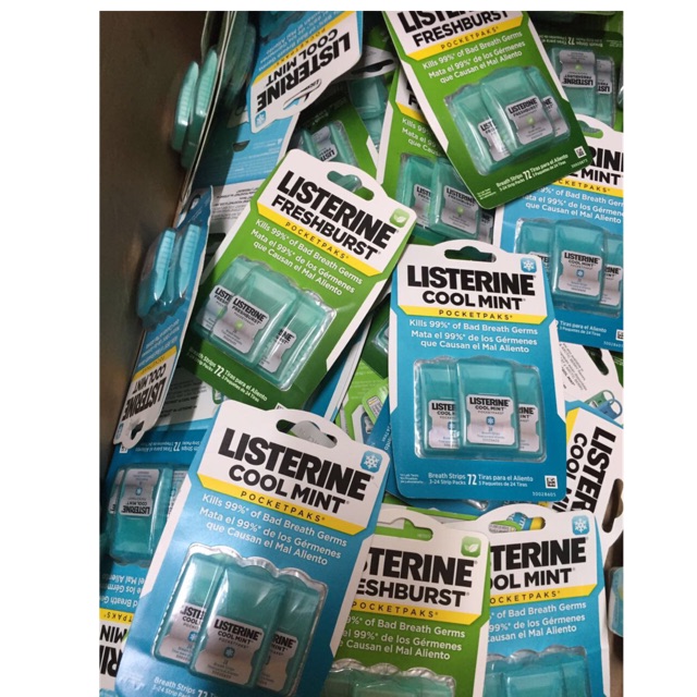 Bộ 3 Miếng ngậm thơm miệng, diệt khuẩn Listerine Cool Mint- vỉ 24 miếng - Hương Bạc Hà