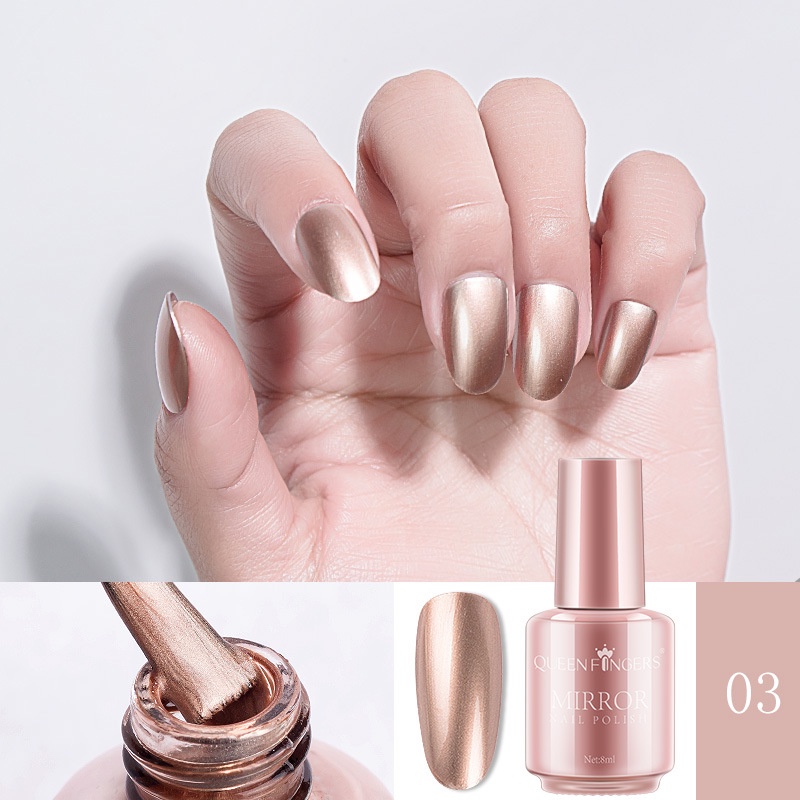 Sơn Gel Hot Màu Tráng Gương Bạc Sơn Móng Tay Tráng Gương Mau Khô Lâu Trôi Không Lộ 8ml 12 Màu Sắc Tùy Chọn Hiệu Zhifei