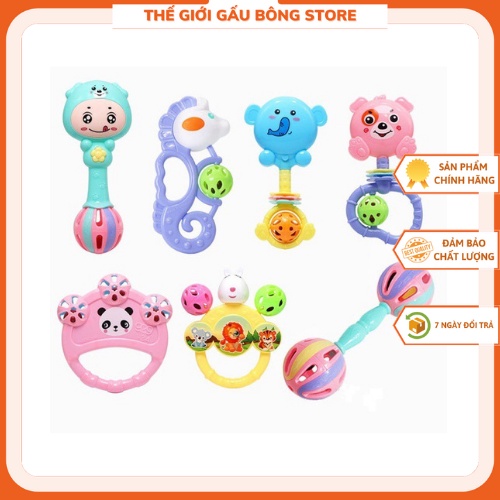 Bộ đồ chơi xúc xắc 7 món hình thú phát tiếng kêu vui nhộn kích thích vận động & giác quan của bé Thế Giới Gấu Bông Store