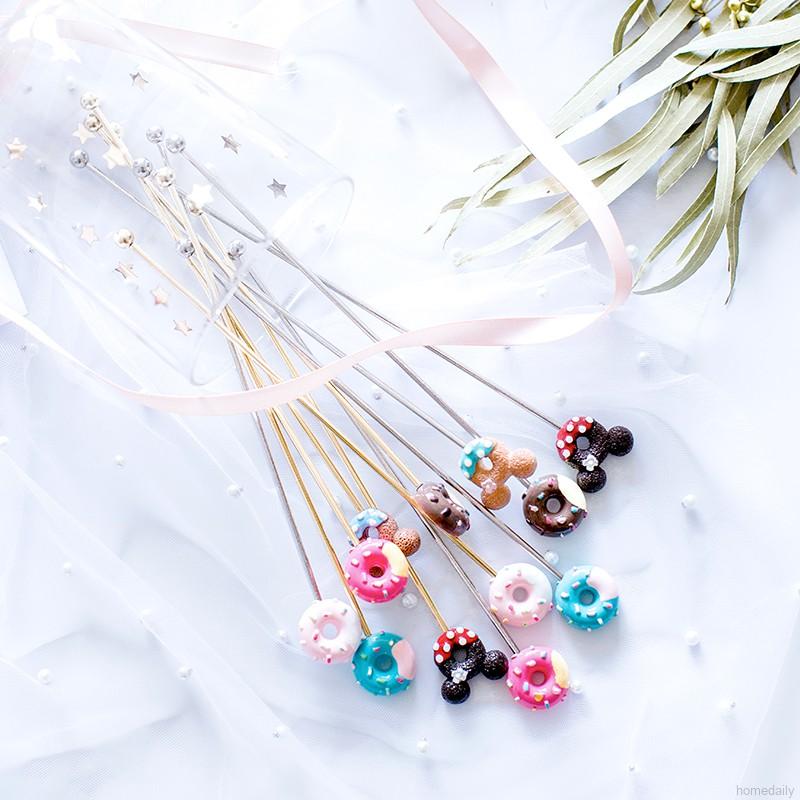 Cây khuấy đồ uống bằng thép không gỉ hình bánh donut độc đáo dùng trang trí