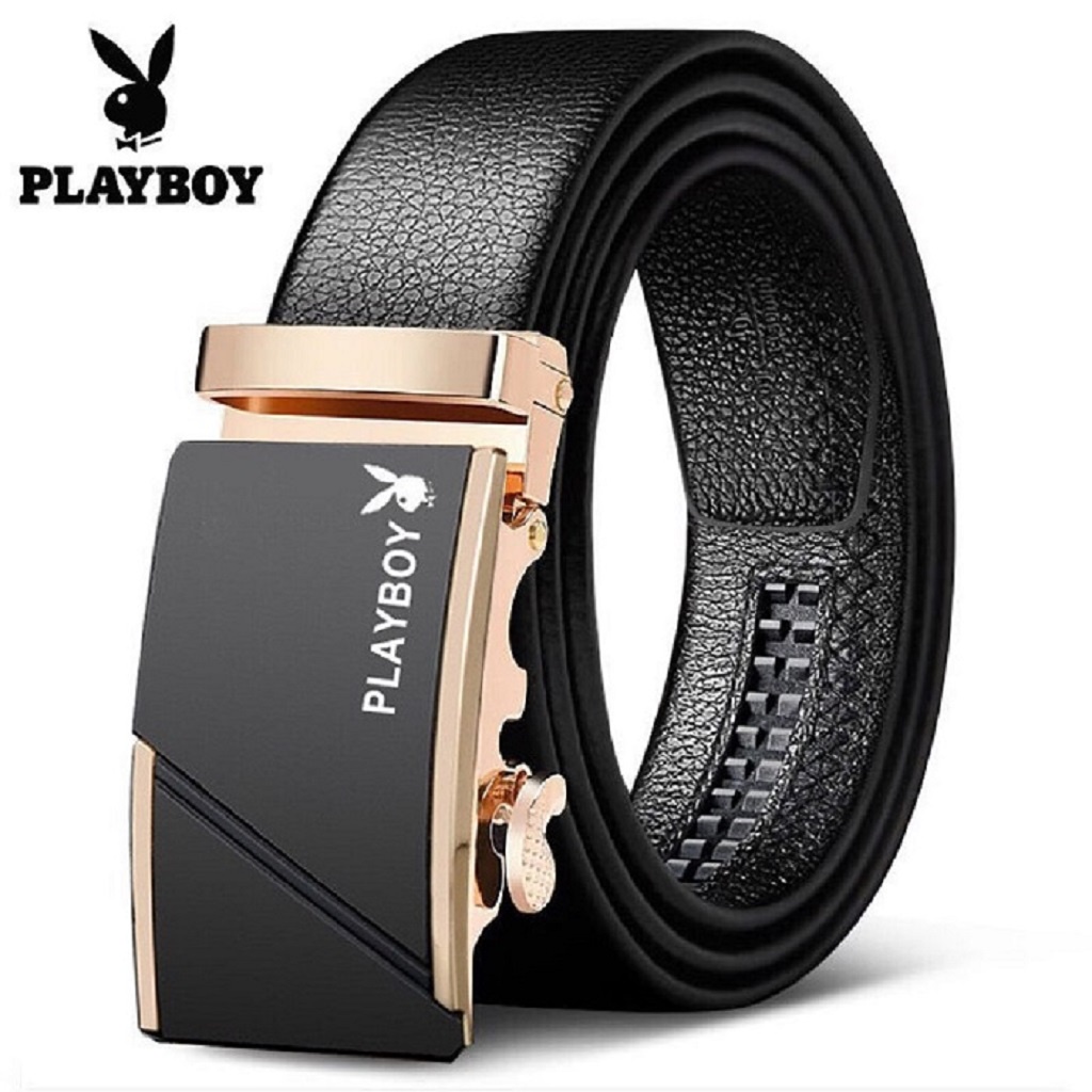[Dây Lưng] Thắt Lưng Da Nam Hàng Hiệu PLAYBOY Cao Cấp Khóa Cài, Dây Nịt Nam Da Bò 100% Mạ Bạc Nam Tính Chính Hãng GC305
