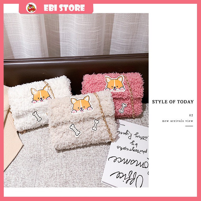 Túi Tự Đan Len Mác Gấu Chó ❤️ Ebi Store - Freeship ❤️ Set Phụ Kiện Túi Handmade Mác Corgi Siêu Dễ Thương - Diy Bag