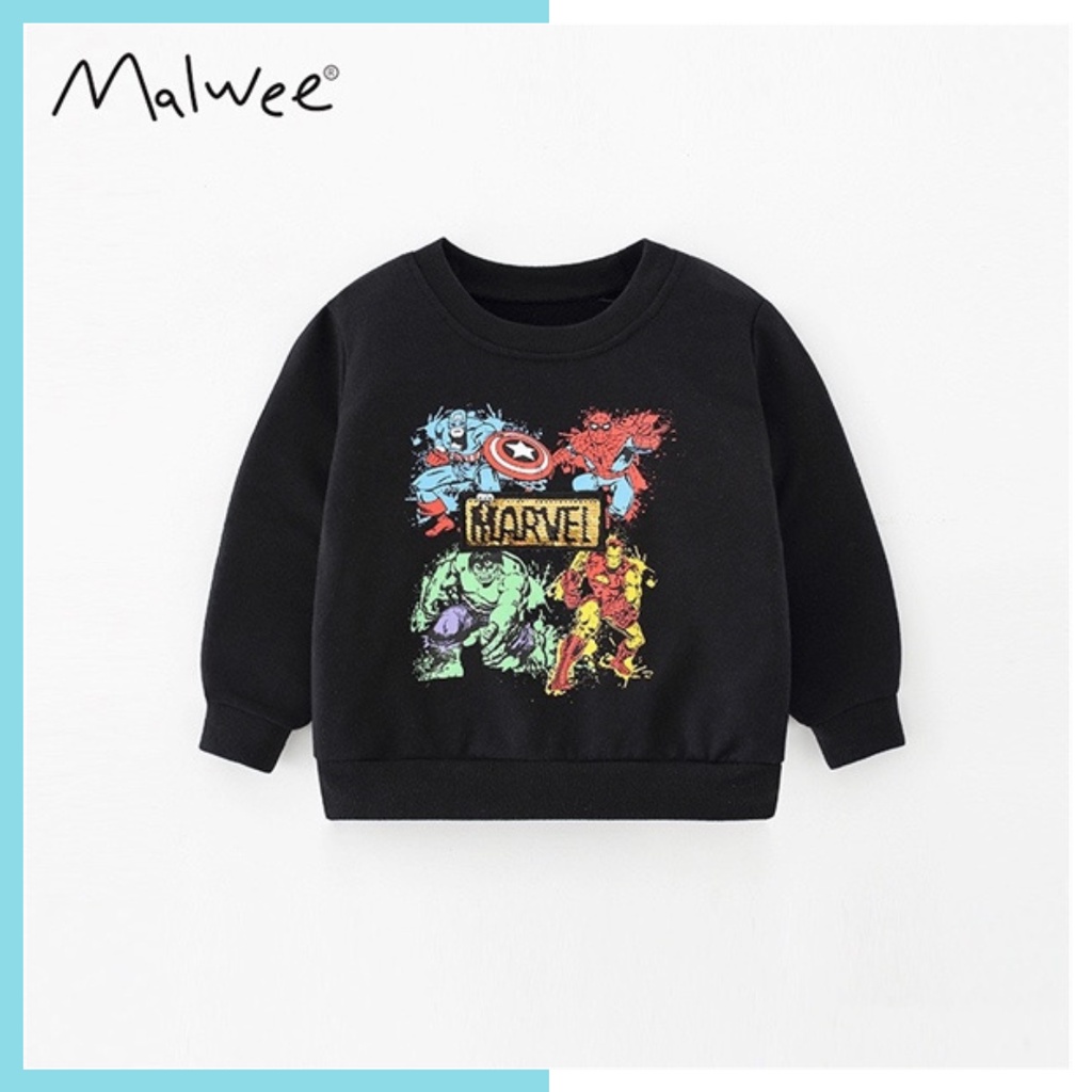Áo nỉ Malwee đen Marvel MW7664 cho bé trai 2-8 tuổi - Little Maven Official Store