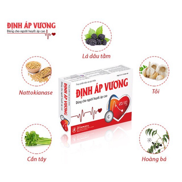 Định Áp Vương - Hỗ trợ cho người huyết áp cao, có nguy cơ tăng huyết áp (Hộp 30 viên)