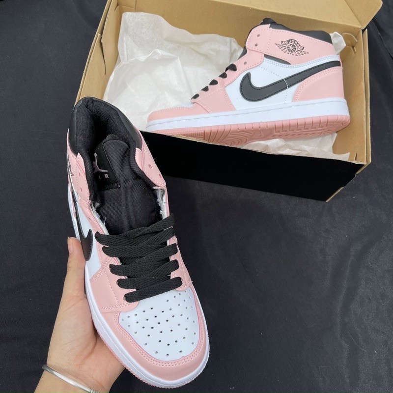 Giày Jordan hồng cổ cao, giày sneaker nữ JD1 hồng đen trắng đáng yêu cho nữ full box bill | BigBuy360 - bigbuy360.vn