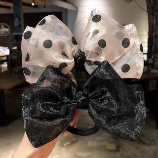 Dây Buộc Tóc Cao Su Bọc Vải Chiffon Họa Tiết Chấm Bi Phong Cách Hàn Nhật Cho Nữ