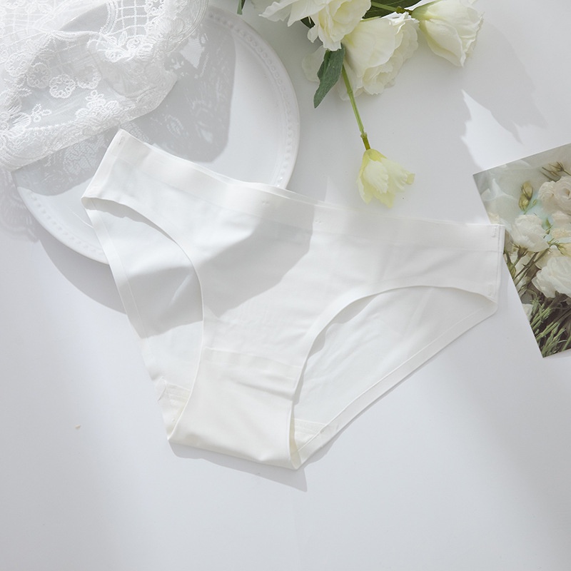 Quần Lót cotton Lụa Lạnh Không Đường May Lưng Thấp Thoáng Khí Kháng Khuẩn Dễ Thương Cho Nữ