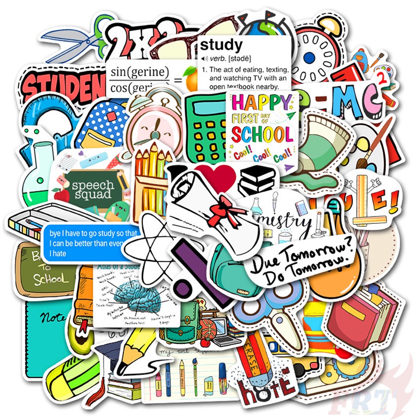 ❉ Back To School . Happy Study Series 01 Stickers ❉ 50Pcs/Set Waterproof DIY Fashion Decals Doodle Stickers