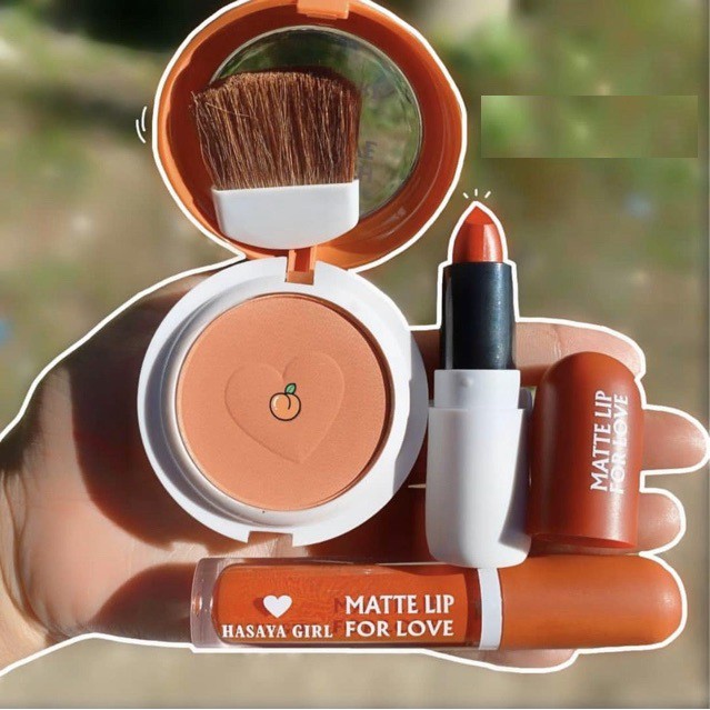 🍭 Set Make-up Trang Điểm 3 Món Hasaya Girl Tone Cam Đào Xinh Lắm Luôn, Son kem+ Son Sáp + Phấn Má - Y213 | BigBuy360 - bigbuy360.vn