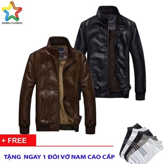 Áo khoác da nam lót lông cao cấp bhth ad77