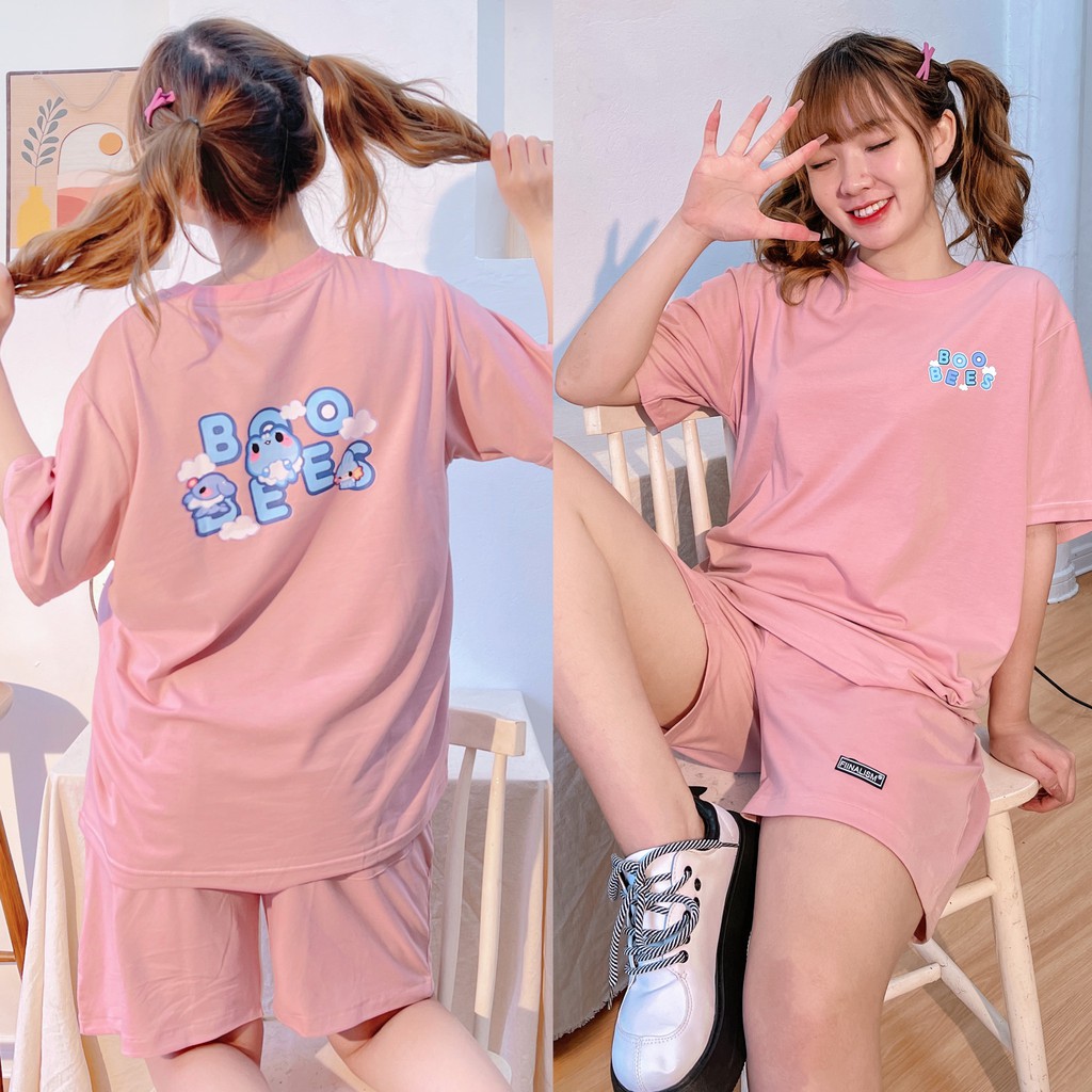Bộ đồ thun BOOBEE dễ thương nhiều màu form rộng basic - Made by Fiin