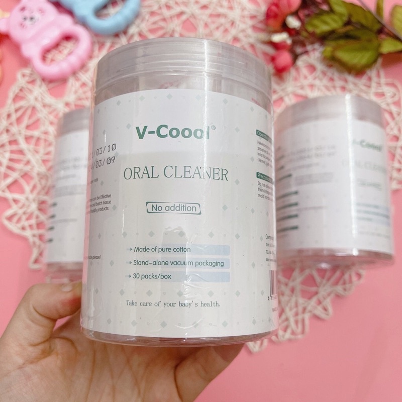 Tưa Lưỡi, Gạc Rơ Lưỡi (Hộp 30 Que) Vệ Sinh Răng Miệng Cho Bé Vcool