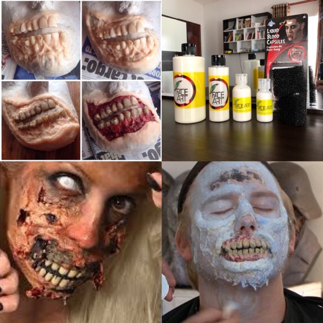 Dụng cụ ĐÚC VẾT THƯƠNG, Hoá trang vết thương- LIQUID latex chất tạo vết thương, Máu gia đỏ, sáp hoá trang HALLOWEEN