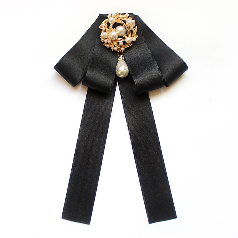 Cà Vạt Nơ Đồng Phục Chuyên Nghiệp Đính Hạt Ngọc Trai Thanh Lịch Cho Nữ