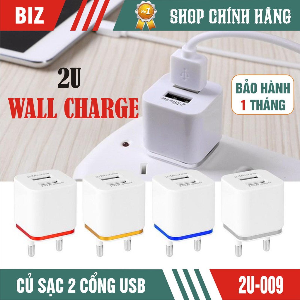 Củ sạc 2 cổng USB 2U-009 - Chân cắm tròn