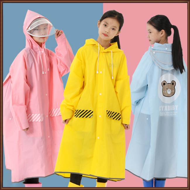 Áo Mưa Liền Thân Kiểu Hoạt Hình Có Khóa Kéo Tiện Dụng Cho Bé