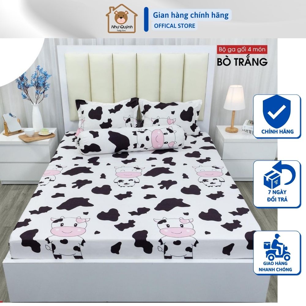 (4 món)Bộ ga gối drap giường poly, ga trải giường + 2 vỏ gối nằm +vỏ gối ôm đơn giản m6 m8 2m2 Như Quỳnh Bedding