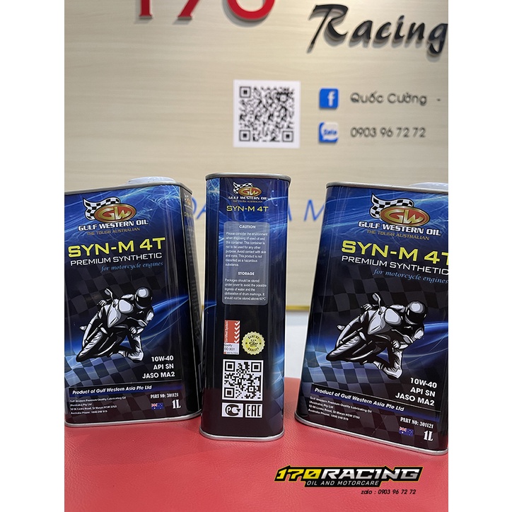 (HCM) (Giá Huỷ Diệt) Nhớt Xe Máy GW GULF WESTERN OIL SYN - M 4T SEA 10W40 PREMIUM SYNTHETIC  Dung Tích 800ML  - 1000 ML