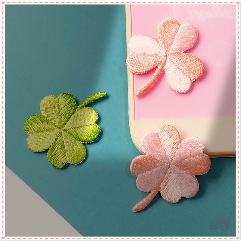 ✿ Miếng Dán Tự Dính Hình Cỏ May Mắn Dễ Thương ✿ 1 Huy Hiệu Thêu Hình Chiếc Lá