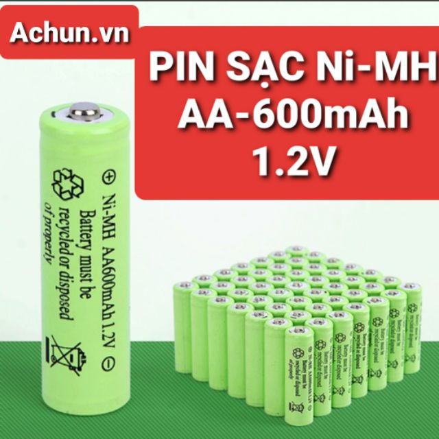 PIN SẠC Ni-MH AA600mAh - 1.2V/1.5V kích thước 44x10mm