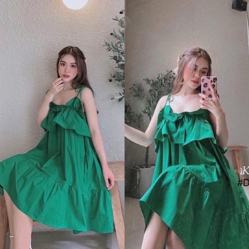 Đầm xoè babydoll bèo, Đầm dây xoè lụa đũi cao cấp | BigBuy360 - bigbuy360.vn