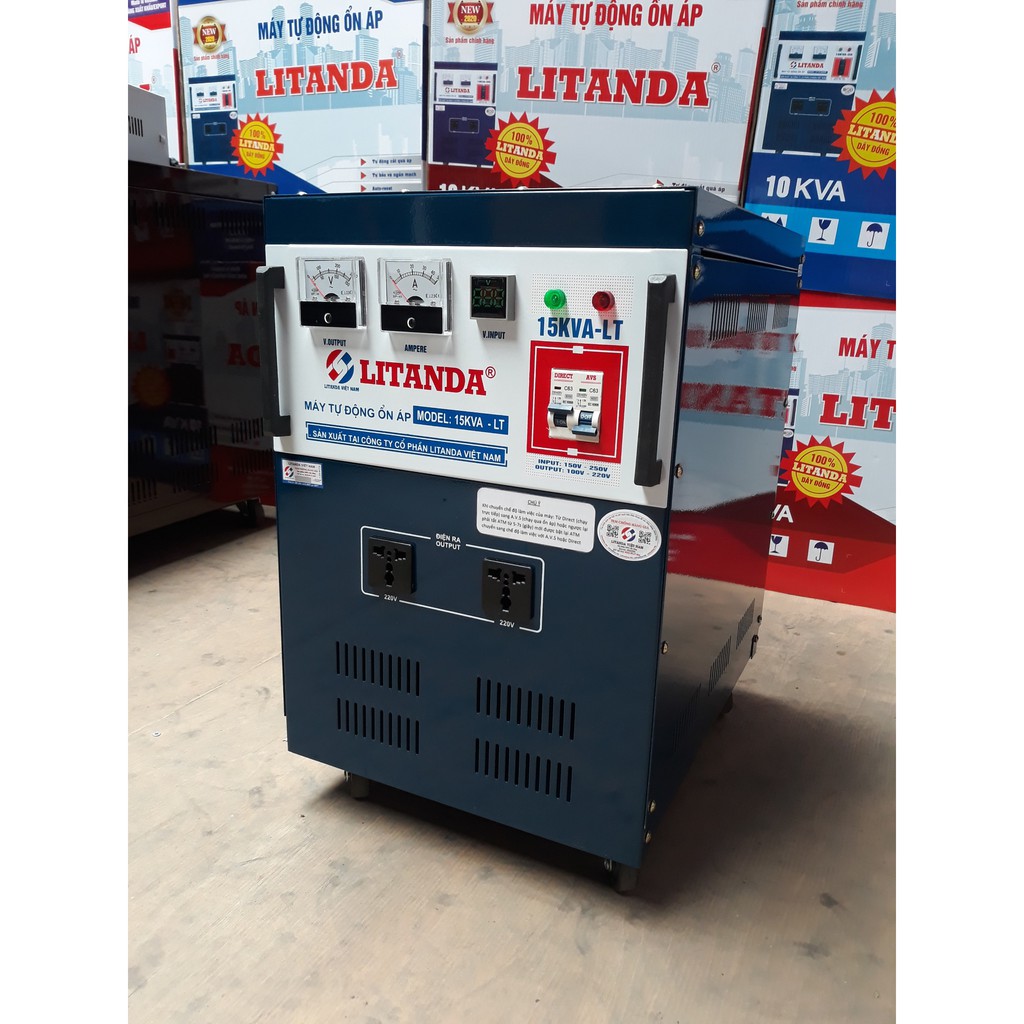 Ổn Áp Litanda 15KVA 15KW Dải 150V-250V 1 Pha Đời Mới Nhất