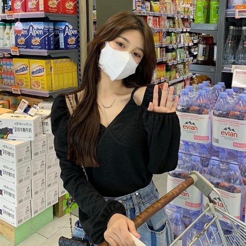 Áo Sơ Mi Tay Dài Trễ Vai Thời Trang Xuân Thu Cho Nữ