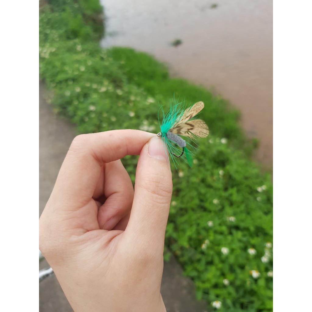 combo 12 con mồi gắn lông vũ cánh bướm câu rô phi,câu mương,lóc,ngão,.... _ Lure_ 48