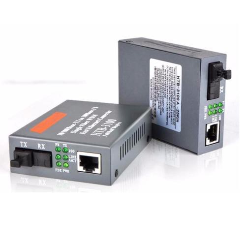 Combo 150m 180m 200m cáp quang 1fo bấm sẵn 2 đầu FC + 1 cặp converter htb-3100ab 100Mbps / htb-gs-03 1Gbps