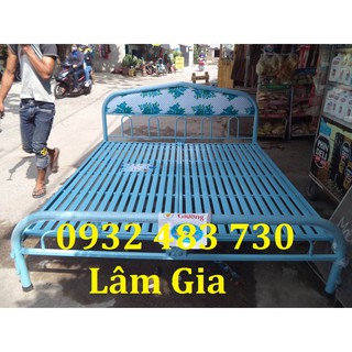 [Mã LIFEBKA5 giảm 10% tối đa 1 Triệu đơn 500k] Giường sắt tròn sơn tĩnh điện giá rẻ rộng 1m8/2m Lâm Gia màu xanh