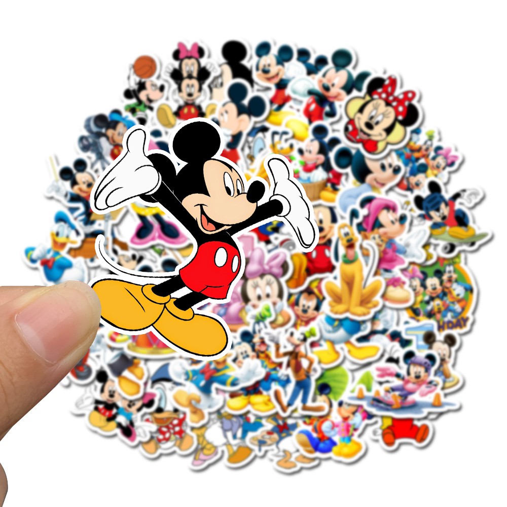 Bộ 50 miếng dán trang trí chống nước hình Mickey &amp; Donald