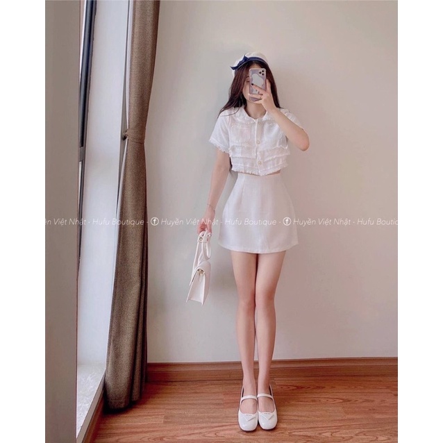 SET CROP BỐ DẠ TRẮNG TƯA LAI + CHÂN VÁY