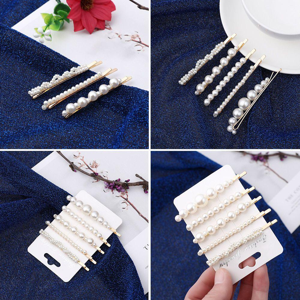 MELODG Set 5 Kẹp Tóc Kim Loại Đính Đá Phong Cách Vintage Thời Trang